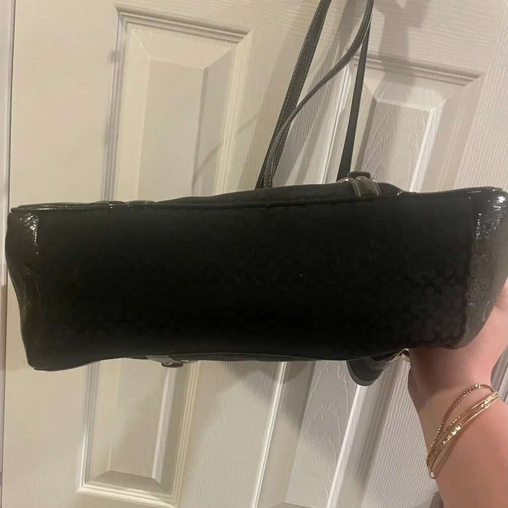 Coach Bag Coach bag with C Black Tote Bag with zipper Vintage Coach work bag - Picture 5 of 11